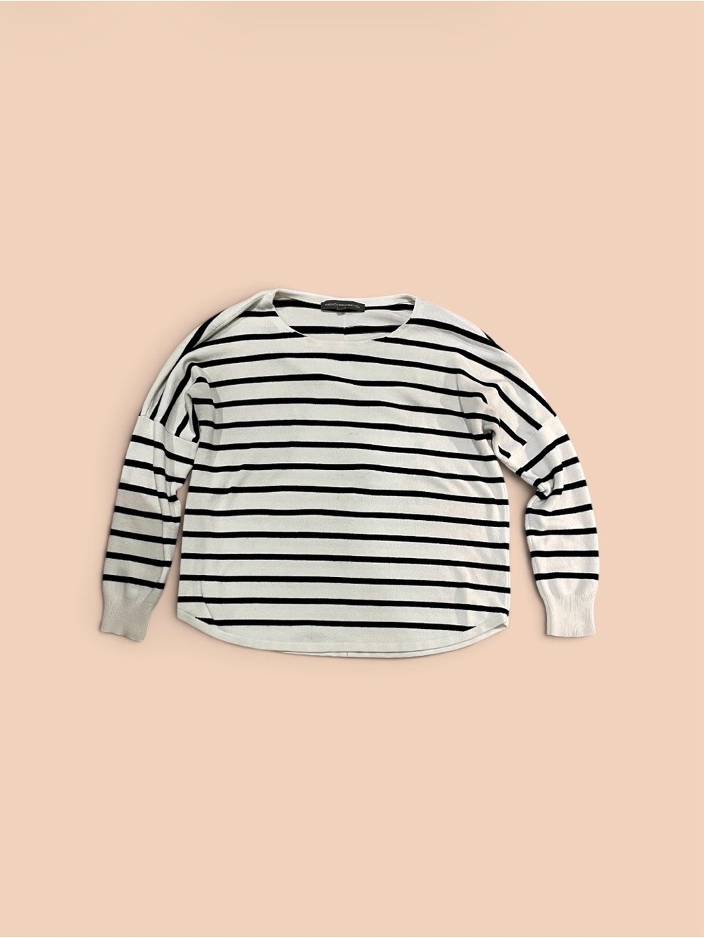 French Connection White & Black Striped Long-Sleeve Tee